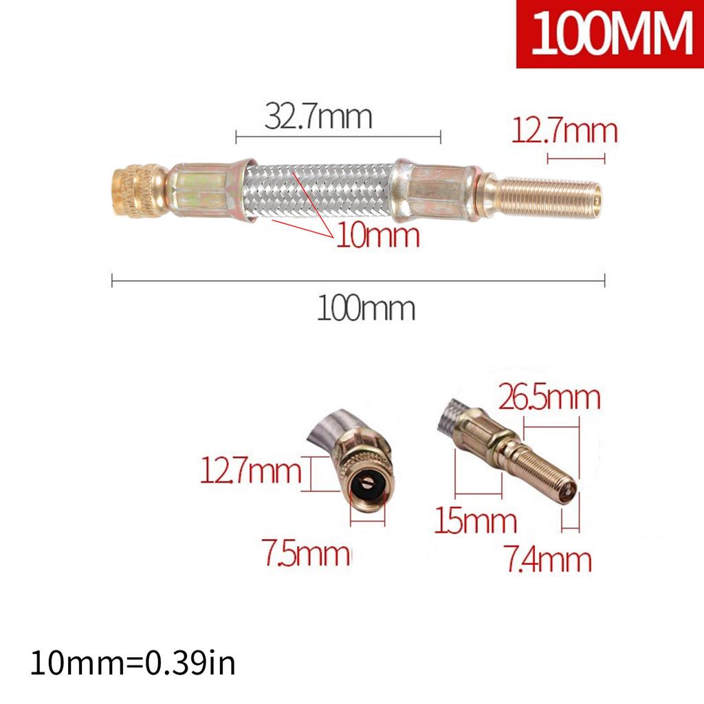 Tire Inflator Extension Tube Tyre Pump Quick Inflation Chuck Adapter Hose Quick-Inflation Clip Connector Braided Tube