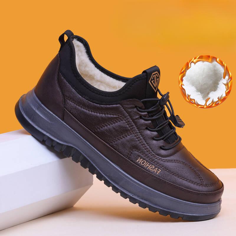 Winter Warm Snow Boots for Men Casual Lace-Up Non-Slip Sneakers Water Resistant Short Booties Men's Comfortable Faux Fur Lined Workout Walking Shoes