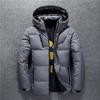 Outdoor Heren Donsjack Witte Eendendons Dikke Warme Casual Jas Met Afneembare Hoed Effen Kleur Bovenkleding