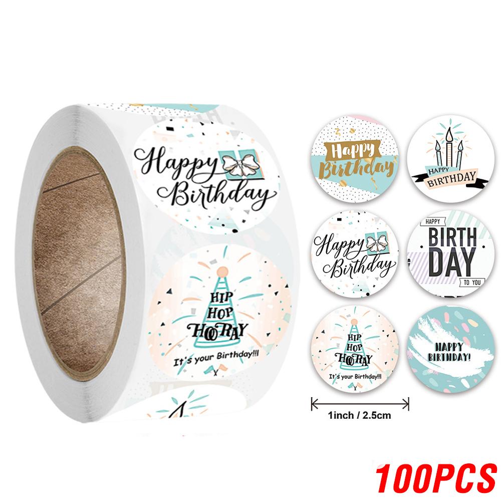 

100-500pcs Cute Happy Birthday Stickers 2.5cm/1 Inch Children s Birthday Party Gift Sealing Decorations Greeting Card Labels