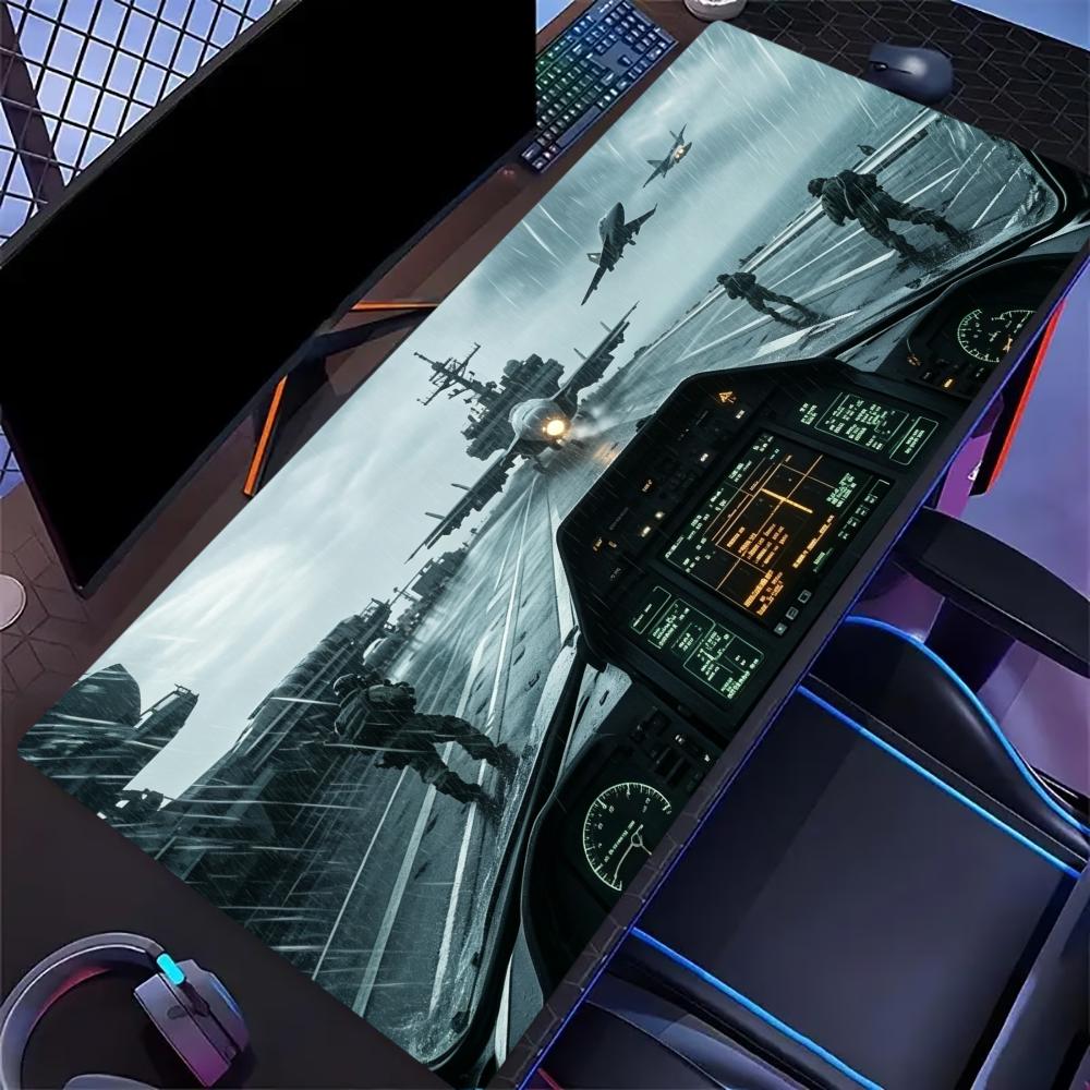 Jet Cockpit Warship Extended Gaming Mouse Pad Antislip Desk Mat Stitched Edge Aesthetic Decor For Pc Gamer Office Laptop