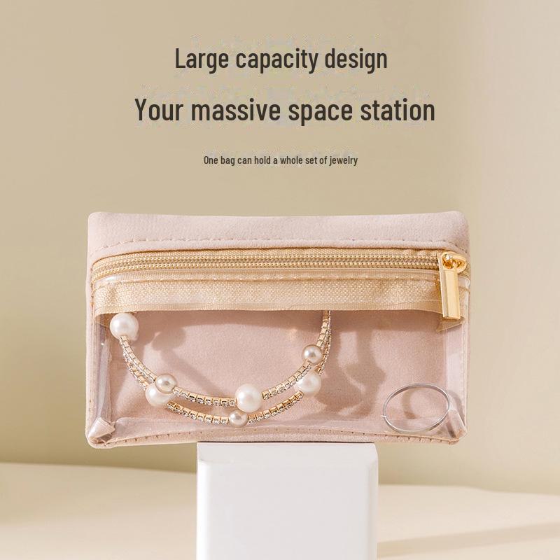 Transparent Travel Jewelry Bag for Earrings, Rings, Bracelets – Compact Zippered Organizer