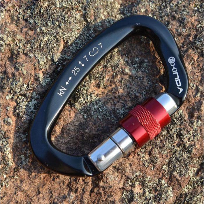 25KN Mountaineering Caving Rock Climbing Carabiner D Shaped Safety Master Screw Lock Buckle