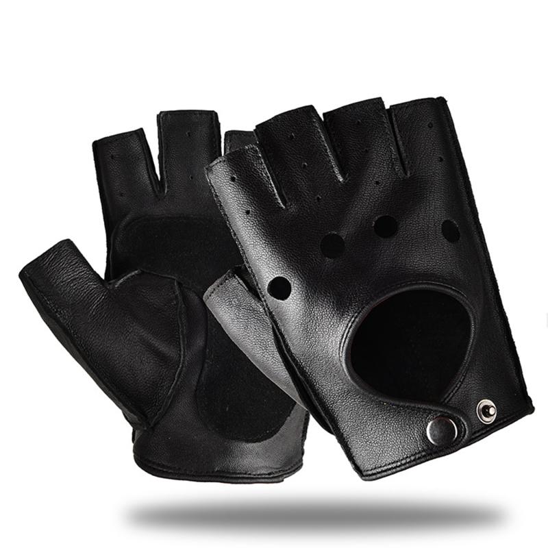 

PU Gloves Men Half Finger Fitness Sports Driving Anti-skid Strong Wear-resistant Driving Retro Motorcycle Leather Glove M чорний