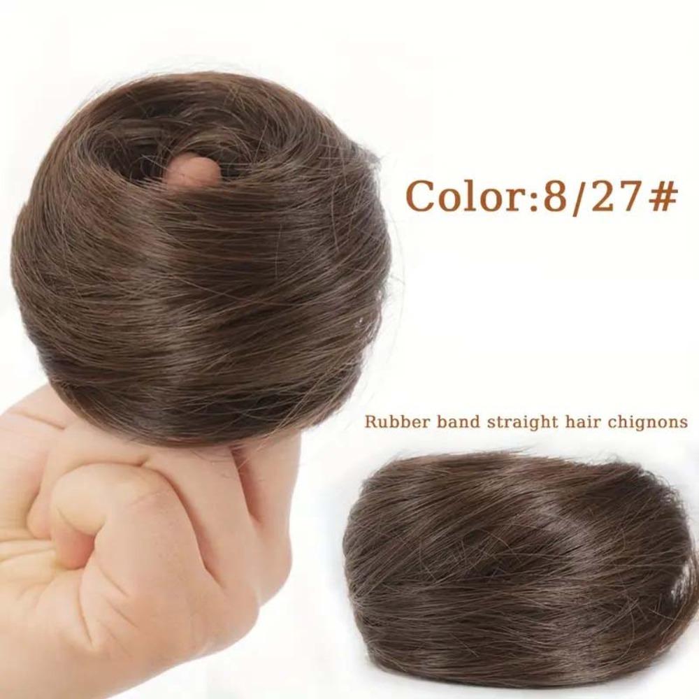 Elastic Rubber Band Straight Updo Chignon Synthetic Flower Bun Head Wig  Lazy