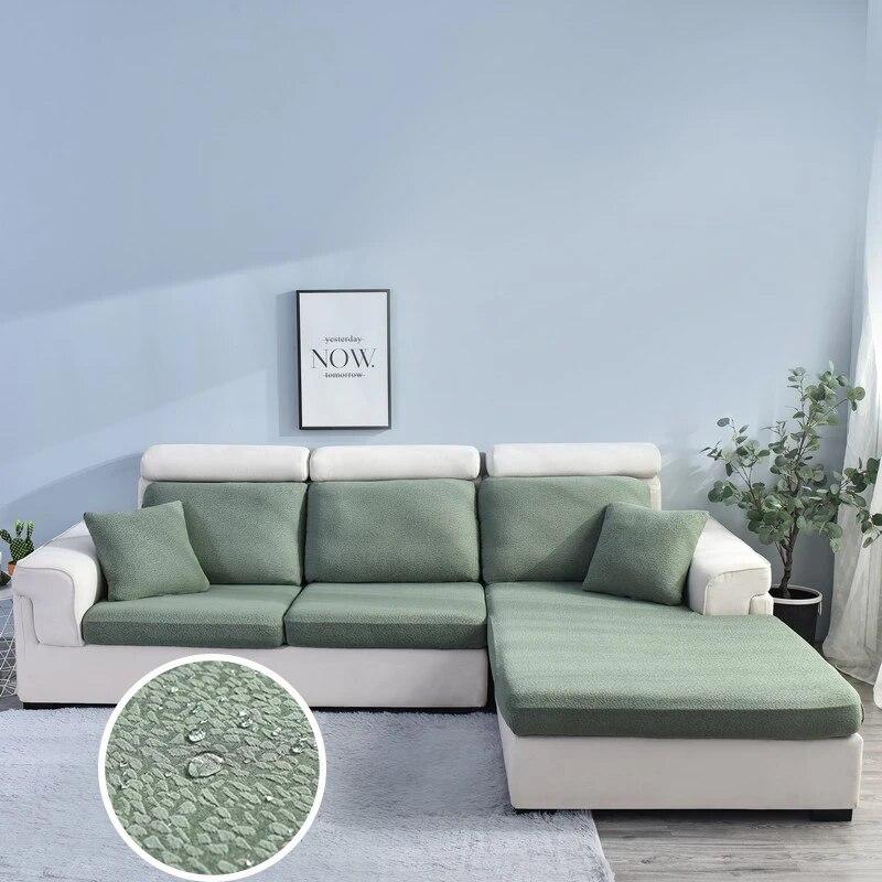 Funda de Cojín para Sofá Jacquard Impermeable Color Sólido Elástica Fundas Deslizantes para Sofá Funda de Sofá Couch de Spandex Extraíble Sala de Estar Hogar