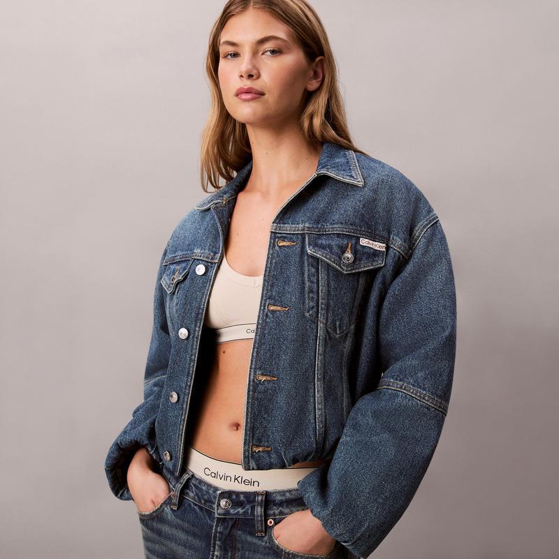 Calvin Klein American Vintage Lapel Thin Padded Denim Jacket Women jackets 47D725G
