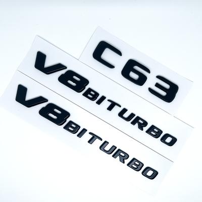 3D ABS Chrom C63 Logo V8 BITURBO Plakette Auto Heck Stern Aufkleber Kofferraum AMG Emblem Für Mercedes Benz C63 AMG W205 C205 Zubehör