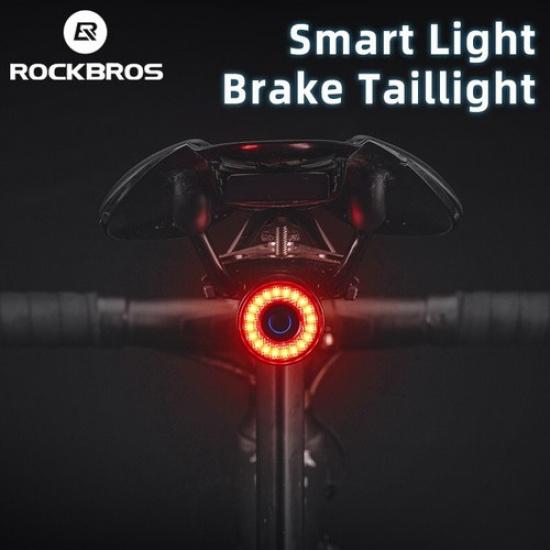 ROCKBROS Bike Smart Taillight Auto Brake Sensing Rear Light Warning Saddle Light