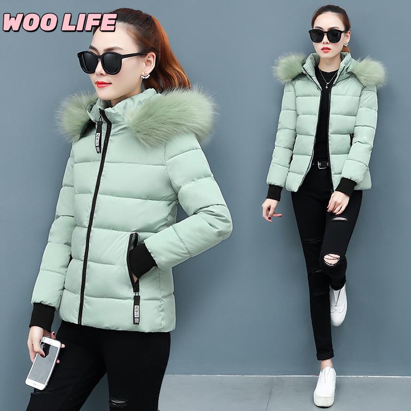 New Short Cotton-padded Jacket Women's Winter Coat Padded Jacket Slim-fit Thickened Big Fur Collar Padded Jacket