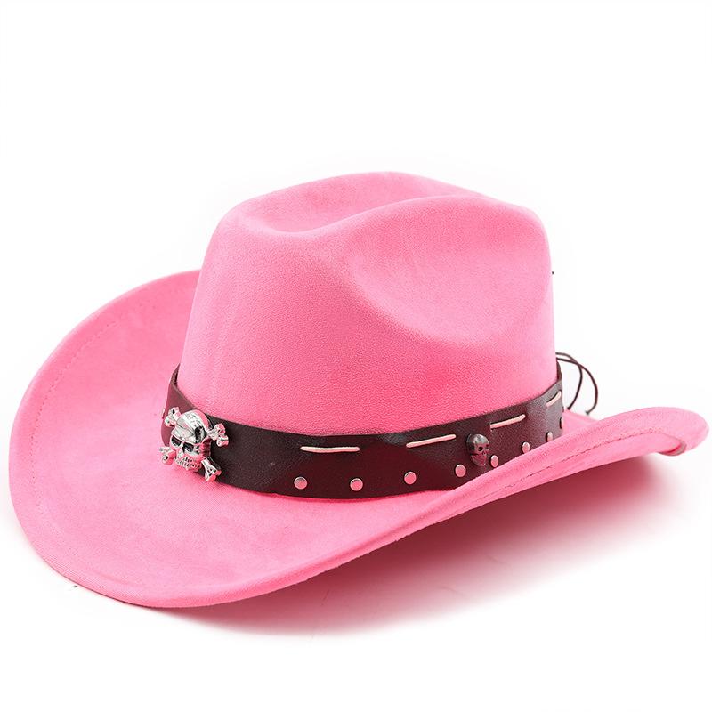 Punk Style Autumn and Winter Men's and Women's Soft Suede Cowboy Hats Big Edge Top Hat Jazz Hat Knight Hat