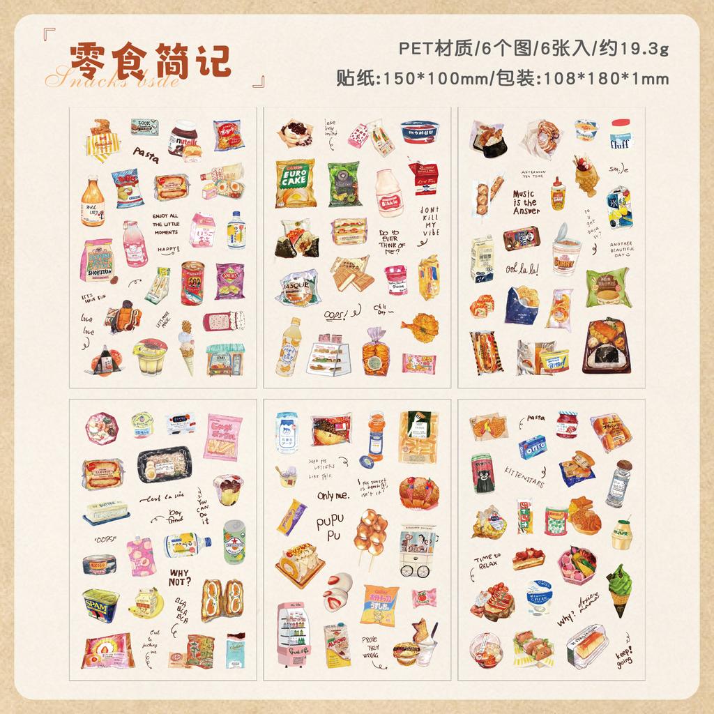 6 pcs Kawaii Cartoon Stickers pack Adhesive DIY Scrapbooking Diary Album Scrapbooking Material Craft Supplies