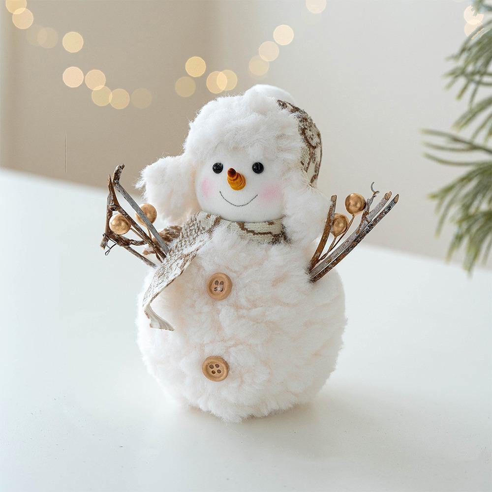 Round Hat Christmas Snowman Ornaments Knitted Snowman Statue Cute Xmas Decoration  Festivals