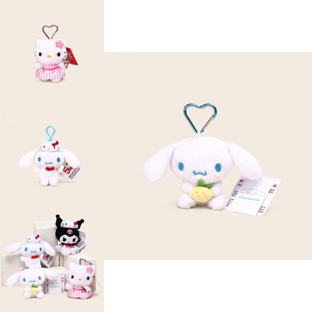 Cinnamoroll Kuromi Character Plush Keychain With Heartshaped Cherry Blossom Hello Kitty For School Bag Gift