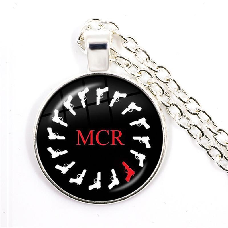Punkové náhrdelníky Rocková kapela My Chemical Romance Kulatá skleněná kopule Kabošon Náhrdelník Módní Fanoušci Článkový řetěz Šperky