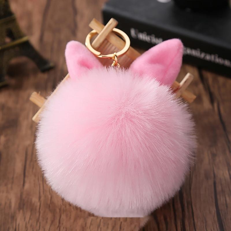 Soft Artificial Rabbit Furs Keychain Plushs Ball KeyRing Cute Pom Pom Bag Charm Car Pendant Decoration for Women Girls