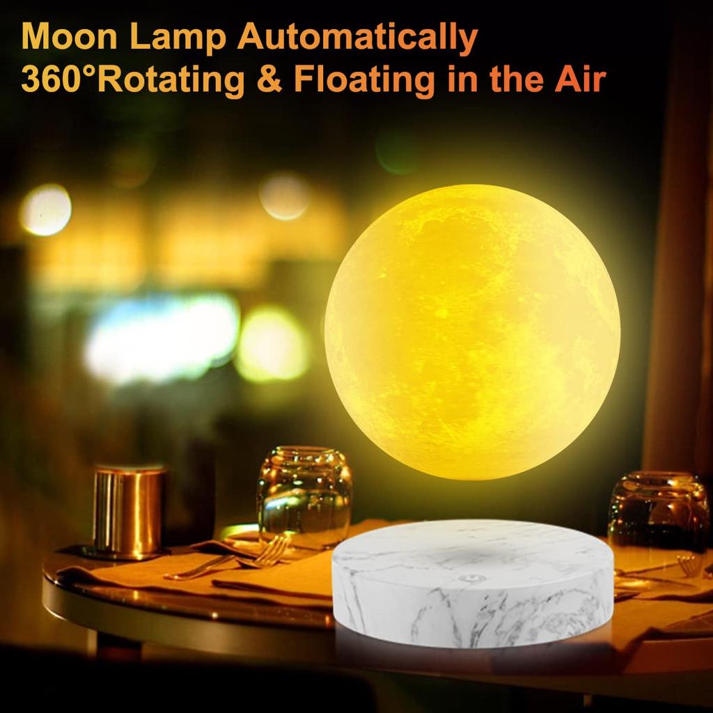 Floating Moon Lamp - Rotating 3D Printed Moon Light with 16 LED Lighting Modes, Magnetic Floating Night Light, Unique Gift for Christmas, Room Decor