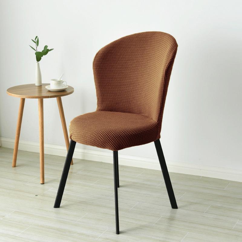 Jacquard Dining Chair Cover Arc Shape Chair Slipcover Stretch Seat Cover Chair Covers for Hotel Banquet Kitchen Bedroom Wedding