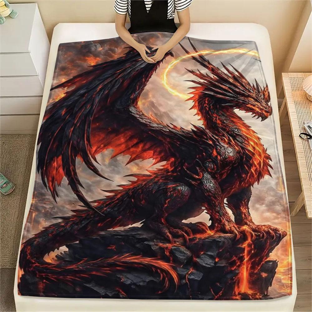 Black Dragon Pagoda Full Moon Blanket Home Decor Soft And Comfortable Machine Washable Sheet Nap Blanket