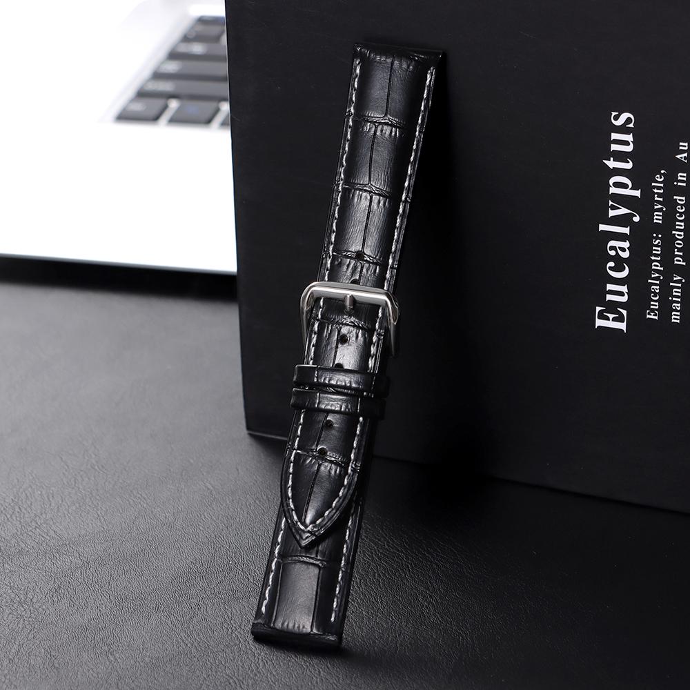 

Винтажные кожаные ремешки для часов с узелковым узором 18 мм 20 мм 22 мм ремешок для часов стальная булавочная пряжка аксессуары высокое качество браслет на запястье 18mm черный белый