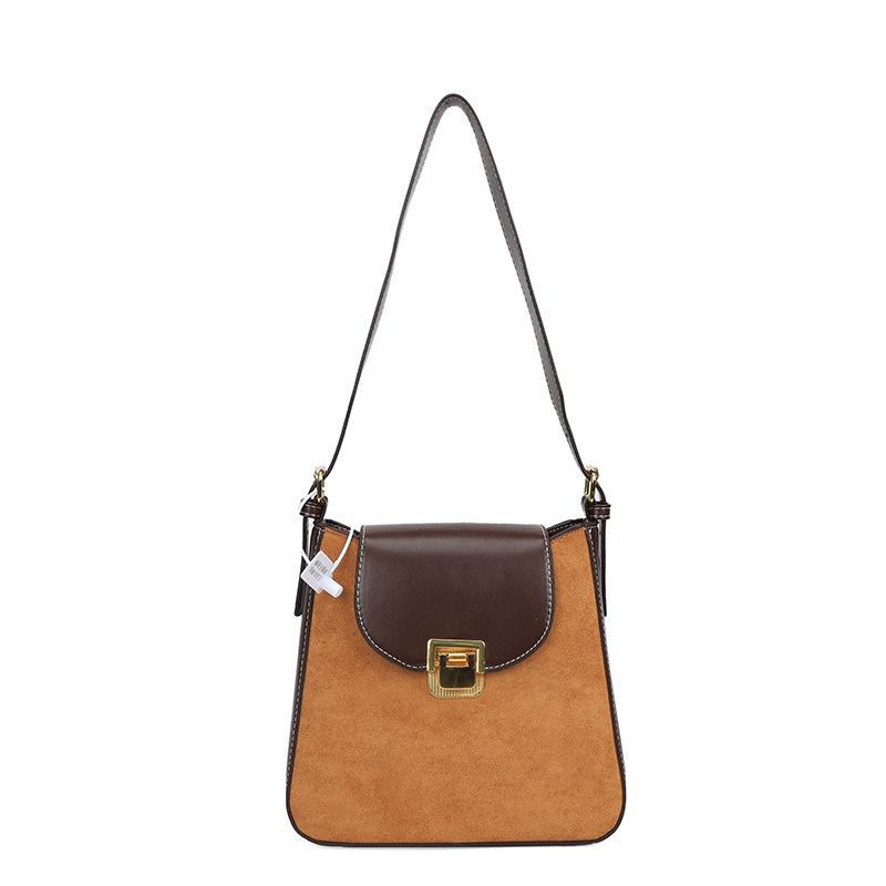 Korean version trendy fashion casual commuter women's shoulder bag European and American retro messenger bag color matching PU small square bag