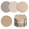 Cotton Rope Coasters with Storage Rack - Multiple Styles for Coffee or Dining Table Heat Insulation.