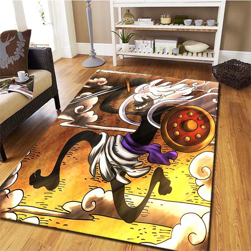 Alfombra de Monkey D Luffy para Sala de Estar, Dormitorio, Decoración de Sofá del Hogar, Alfombrilla Antideslizante para Jugar Niños