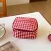 Large Capacity Makeup Bag Women's Red Checkered Portable Travel Grooming Bag Cosmetics Handbag Multi Zone Layered Toiletry Bag Storage Bags