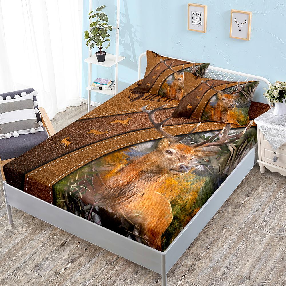 Animal Deer Kit, Mattress, Three-Piece Set, Bedspread, Pillowcase, Mattress Protective Cover, Bed Sheet All-Inclusive, Elastic
