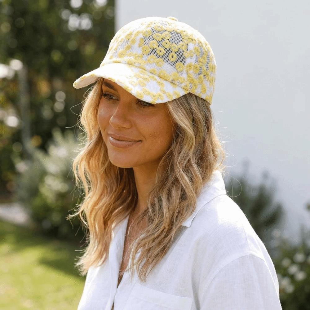 Simple Embroidered Flower Baseball Cap Adjustable Breathable Visors Cap Korean Style Hip Hop Mesh Peaked Hat Outdoor