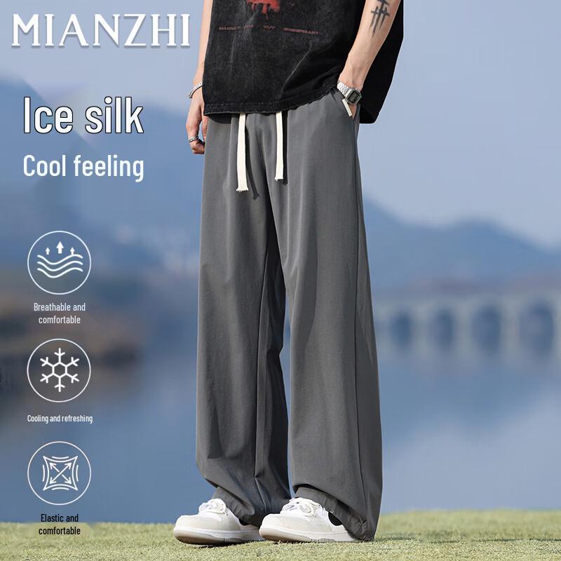 

Men s Ice Silk Straight-Leg Summer Cool Casual Pants 2XL