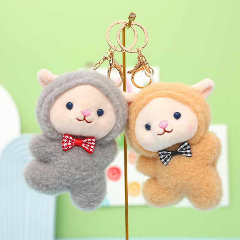 Cute Fluffy Sheep Keychain Plush Toy For Couples In Pink White Gray Brown