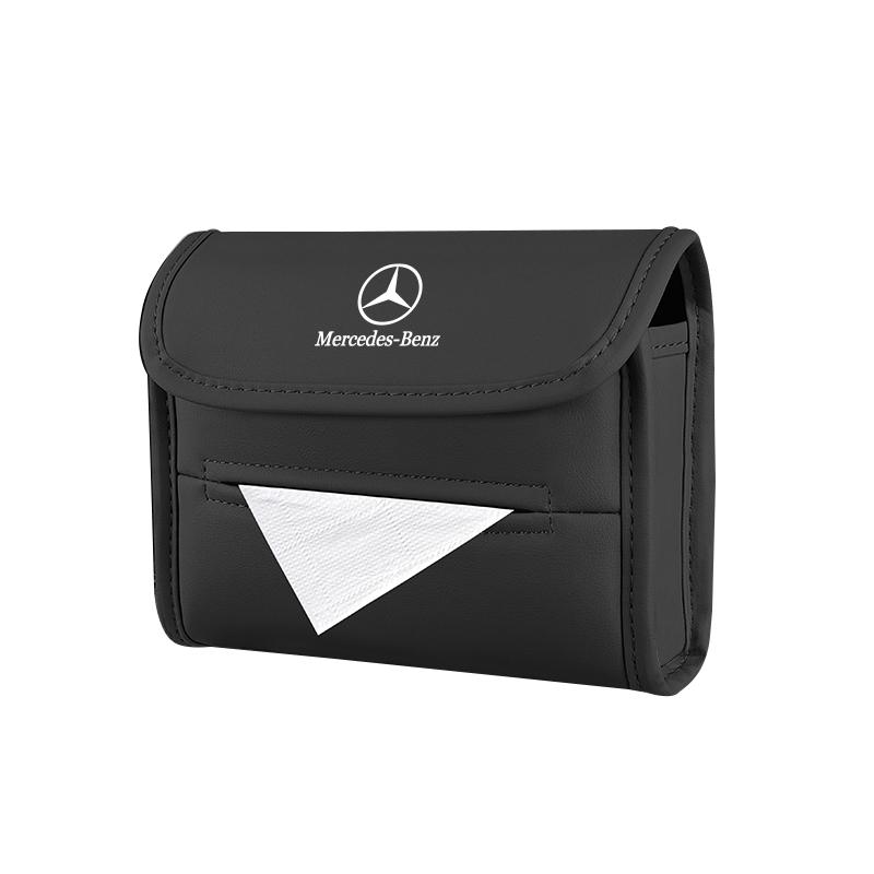 GLC GLB Car Tissue Box Holder Leather Sun Visor Backseat Tissue Case For Mercedes Benz AMG W204 W205 W203 W211 W212 W213 W201 W