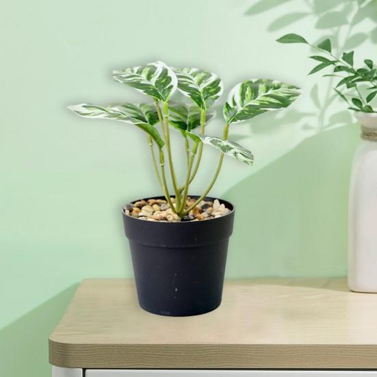 Pianta artificiale in vaso Realistico Non appassisce Senza irrigazione Riutilizzabile Piccola decorazione domestica Forniture per soggiorno di piante verdi in vaso finte