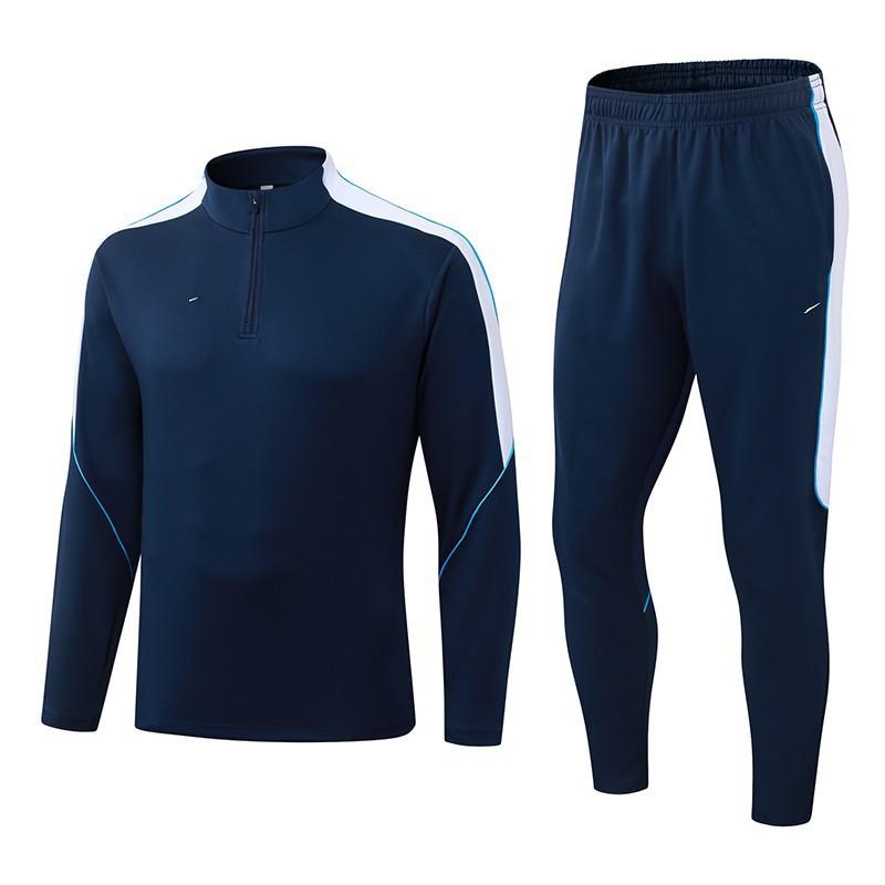 Men Women Soccer Training Kit Half-Zip Long Sleeve Jersey Shorts Set Football Practice Matches