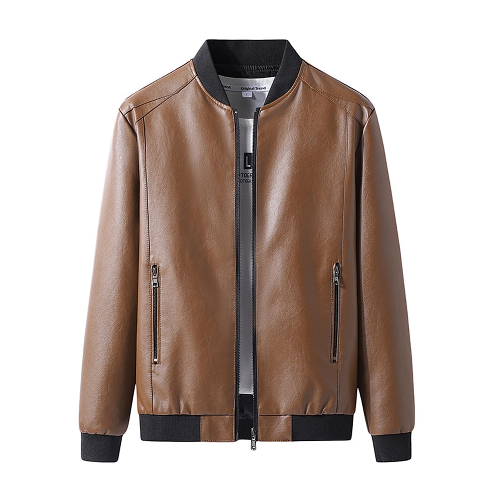 Kayiyasu Tailored Leather Lightweight PU Leather Biker Plus Size Men s Jacket, Outerwear, Jacket, Blouson, Outerwear, Jacket, Business, Casual,