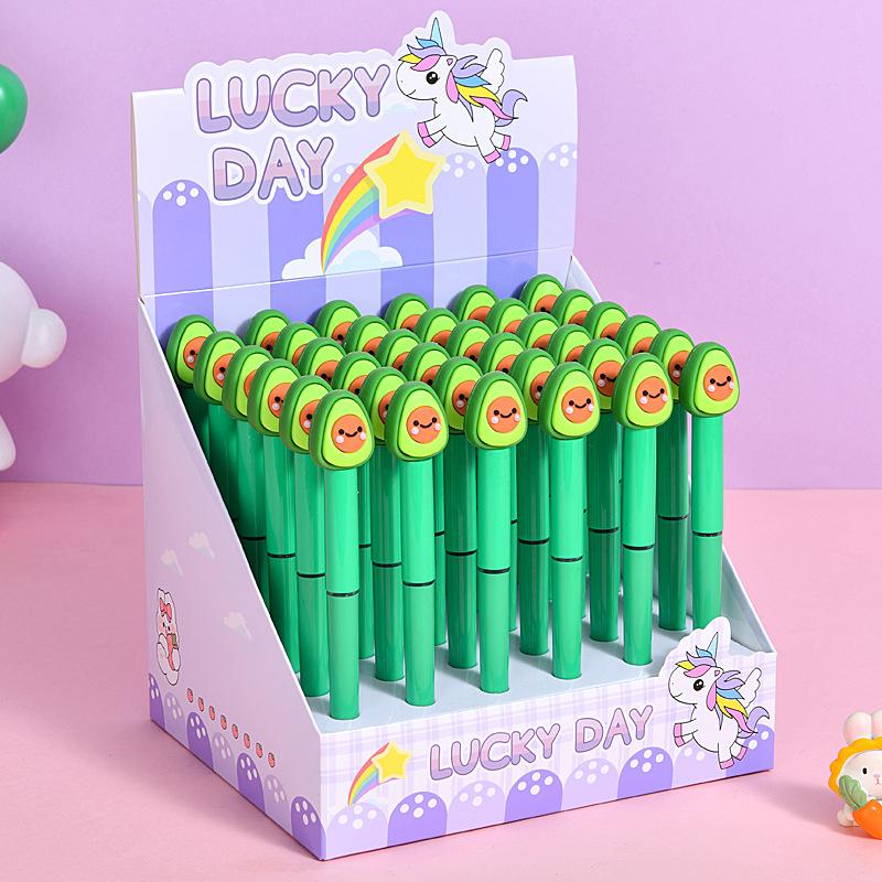 

36Pcs Avocado Shape Straight Liquid Quick Drying Gel Pen School Office Supplies Kawaii Prize Gift Writing Tools Holiday Gift Novelty Stationery Teac Random style