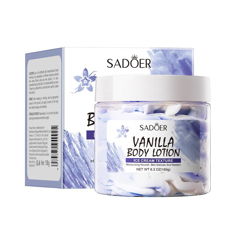 180g Erdbeer-Bodylotion, Enthält Pflanzliches Squalan - Feuchtigkeitsspendende und Hydratisierende Eiscreme-Textur, Niacinamid und Glycerin, Erdbeer-Hautpflege vanilla
