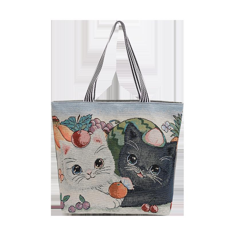 Goldfaden Canvas Tragetasche - Damen Cartoon Schulterhandtasche