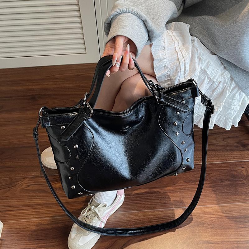 Large Capacity Pu Leather Messenger Bag Top Brand Women's Bag Black Handbag Fashion Simple Travel Shoulder Bag Lady Tote Coffee