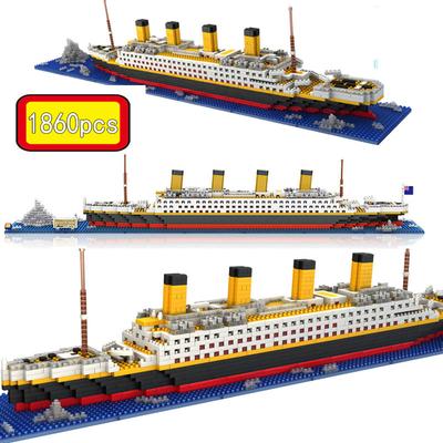 1860 ks Bloky Titanic Výletní loď Model člunu Model lodi Sestavte si sami stavební bloky Klasické hračky z cihel Vánoční dárek pro děti
