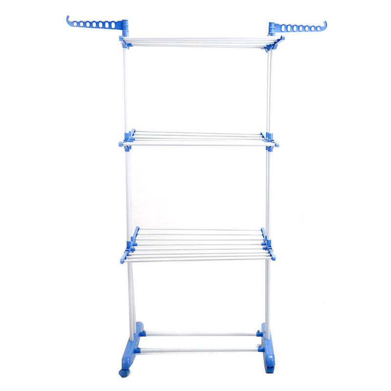 3-Tier Floor-Standing Folding Clothes & Towel Drying Rack with Multifunctional Storage
