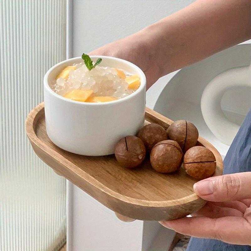 Versatile Wooden Tray for Aromatherapy, Key Storage & More - Oval Design with Candle Holder and Flower Pot Base