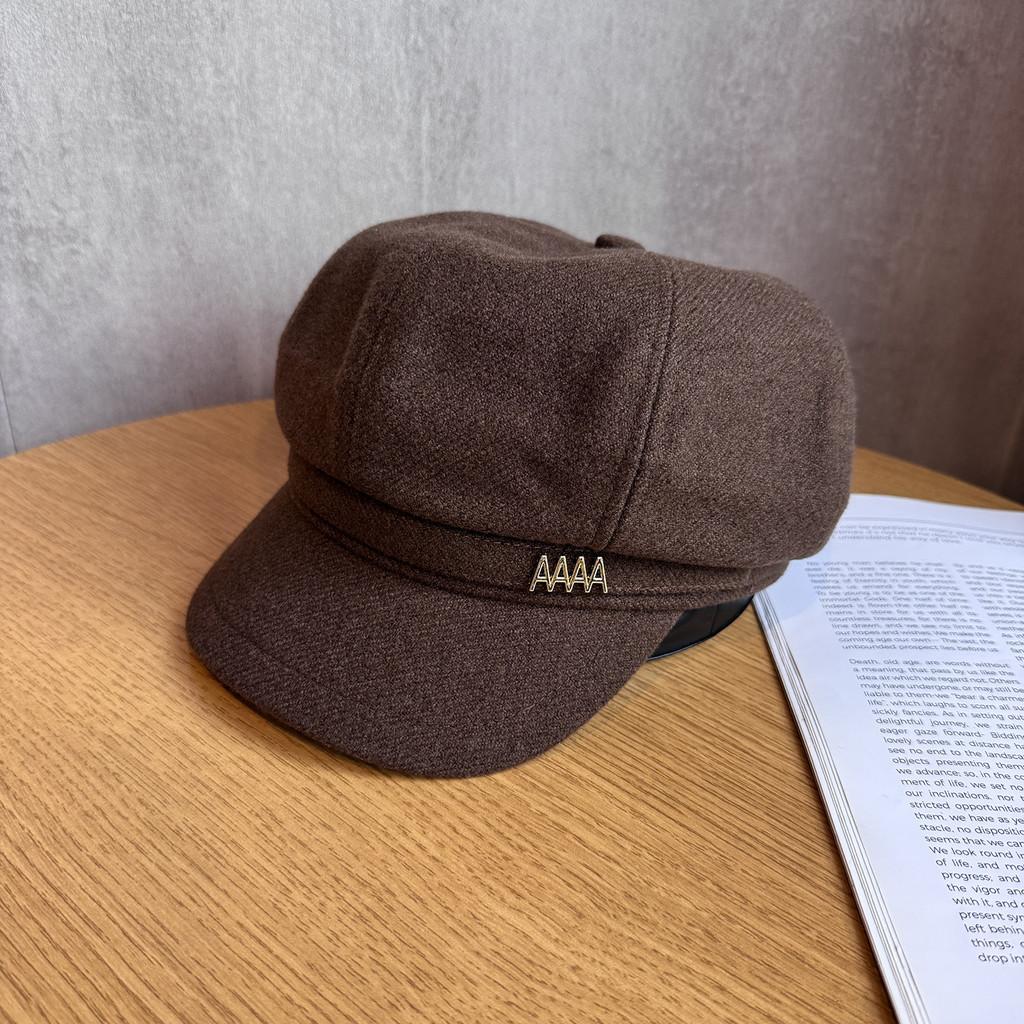 Color Solid Letter A Retro Beret Hat Ladies Polyester Fabric Fashion Accessory