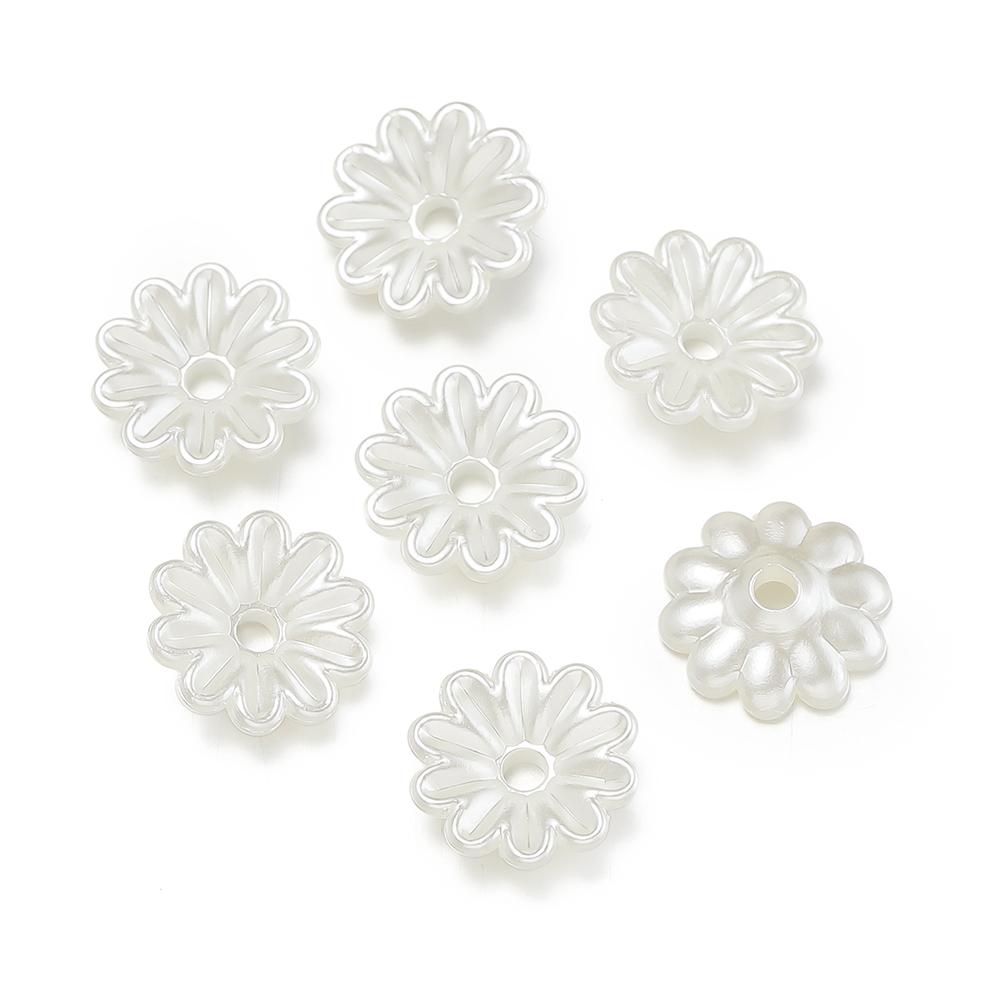 100pcs/lot Spacer Beads Pearl White Imitation Pearl Flower End Bead Caps For  DIY Jewelry Making Findings Accessories