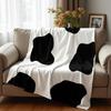 Isolated Cow Spot Silhouette Cartoon Anime Print Flannel Blanket Soft Warm Throw for Kids Bedroom Sofa Christmas Office Car