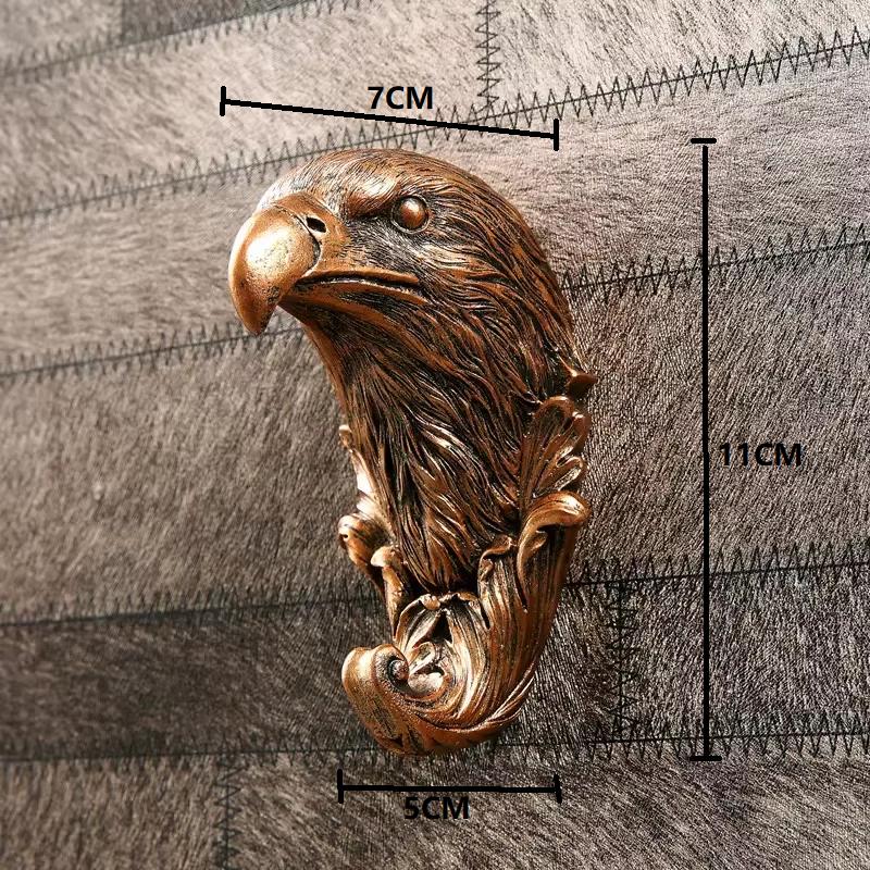 

Stereoscopic Vintage Copper Eagle Head Wall Hanger Retro Resin Animal Crafts Decoration Creative Wall-mounted Home Decor Gifts