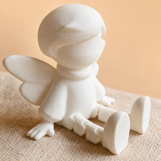 Angel Figurine with Articulated Legs, 3D Printed Guardian Angel Statue, Sitting Angel Desk Decoration for Home Office Shelf