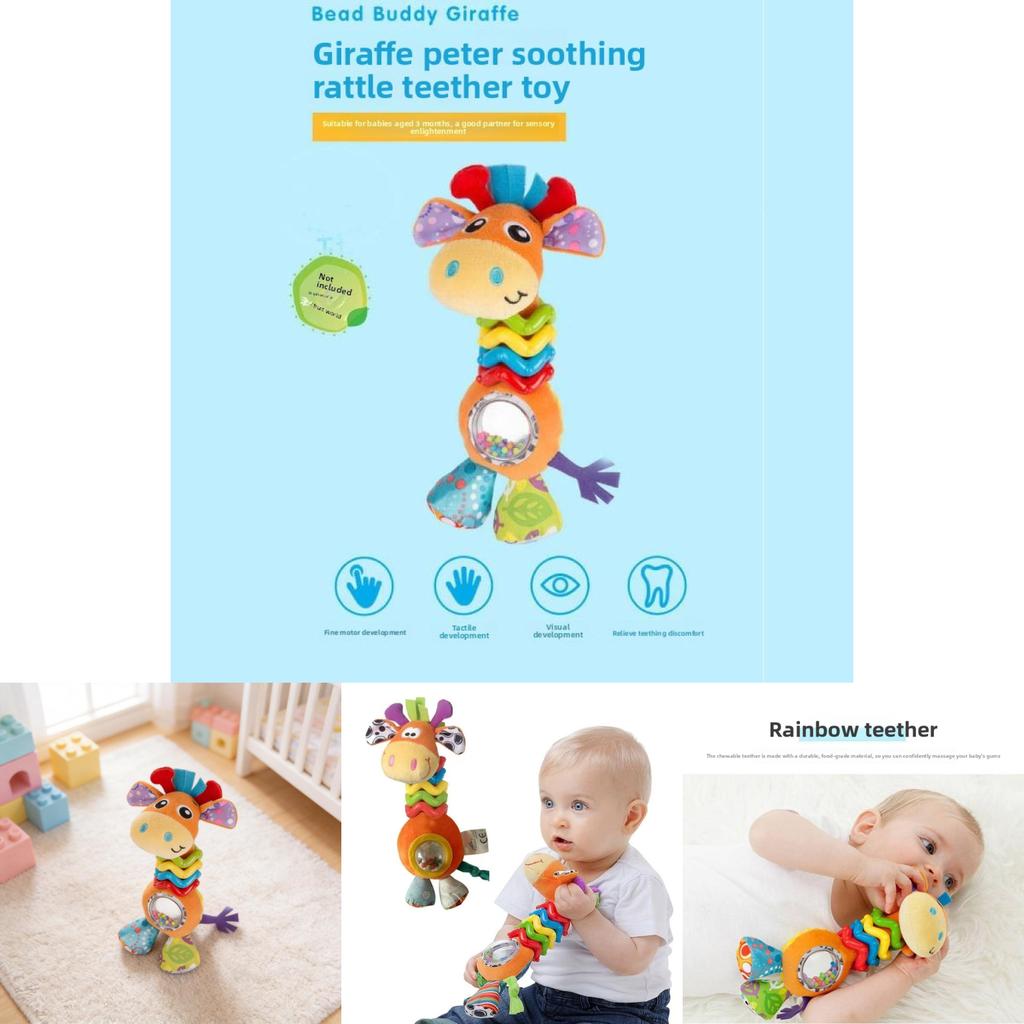 Baby Giraffe Plush Rattle Toy With Sound For Infant Development And Sensory Play