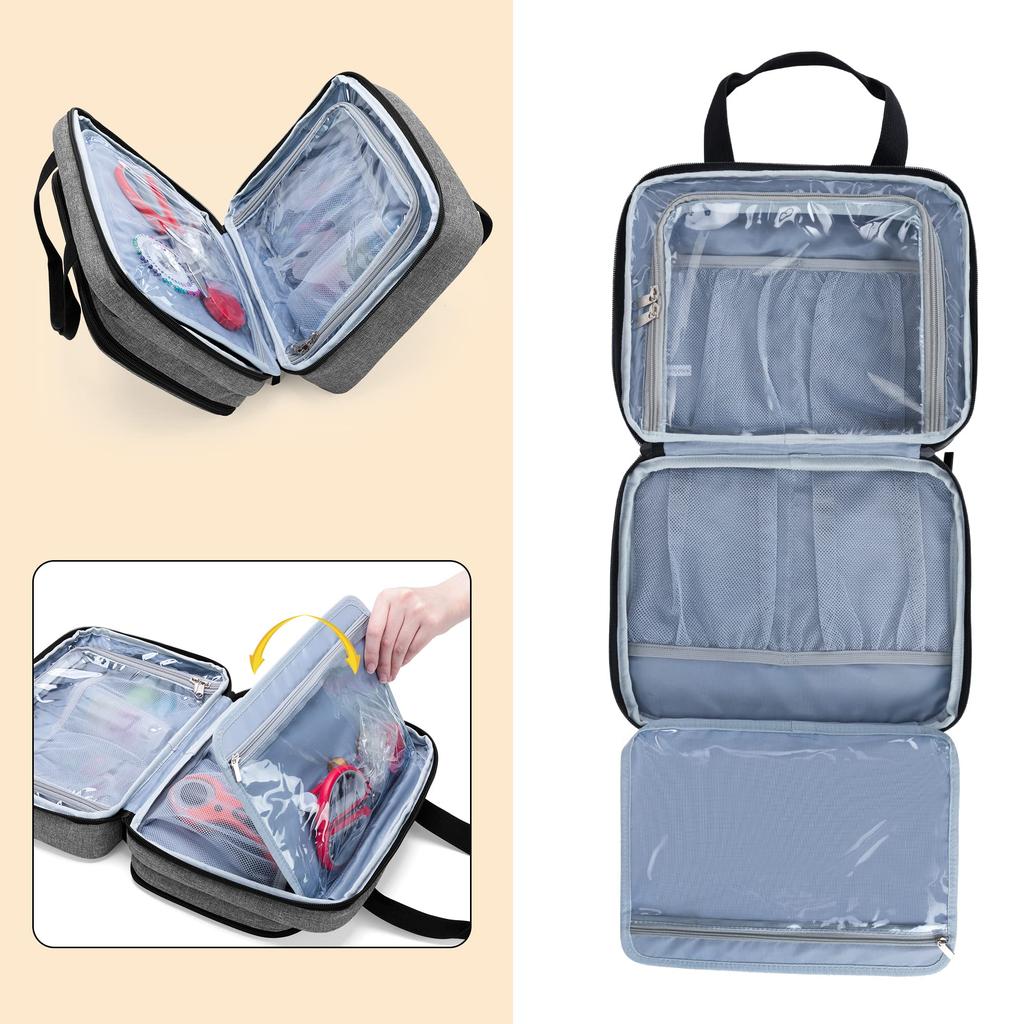 Luxja Sewing Large Easy to Sewing Sewing Tool Carrying Bag Gray Bag, Capacity, Multi-Pockets, Find, Box, Storage, Bag, Only,